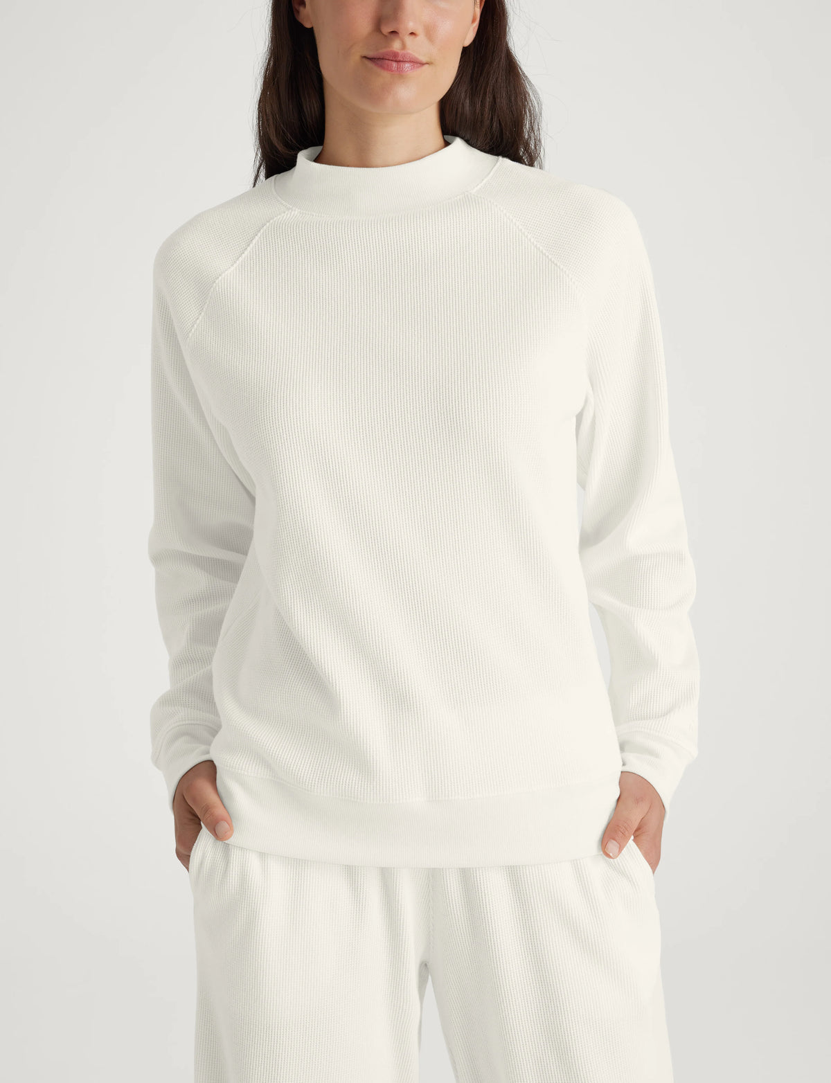 Women's Comfort Waffle Long Sleeve Mock Neck Top