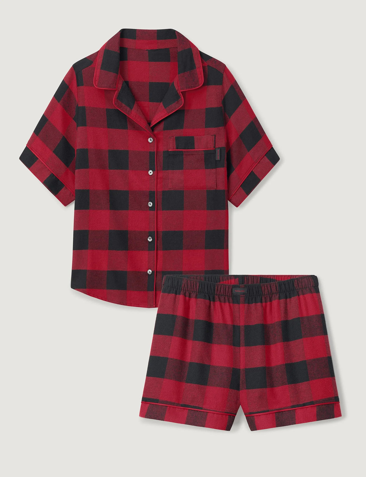 Women's All Day Flannel Short Sleeve Button Up Top & Short Set