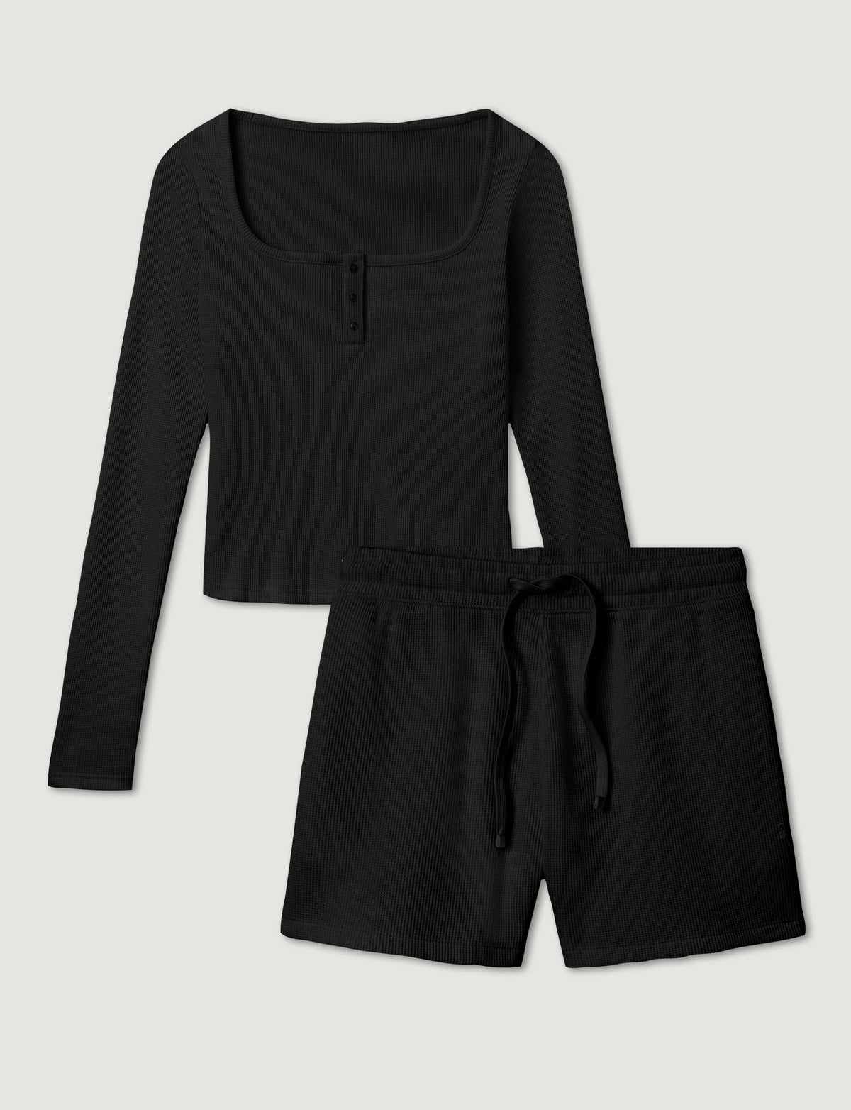 Women's Comfort Waffle Henley & Short Set