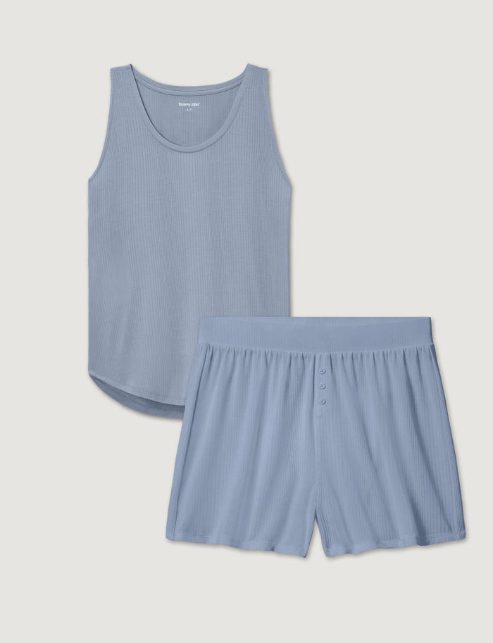 Women's Second Skin Luxe Rib Sleep Tank & Short Set
