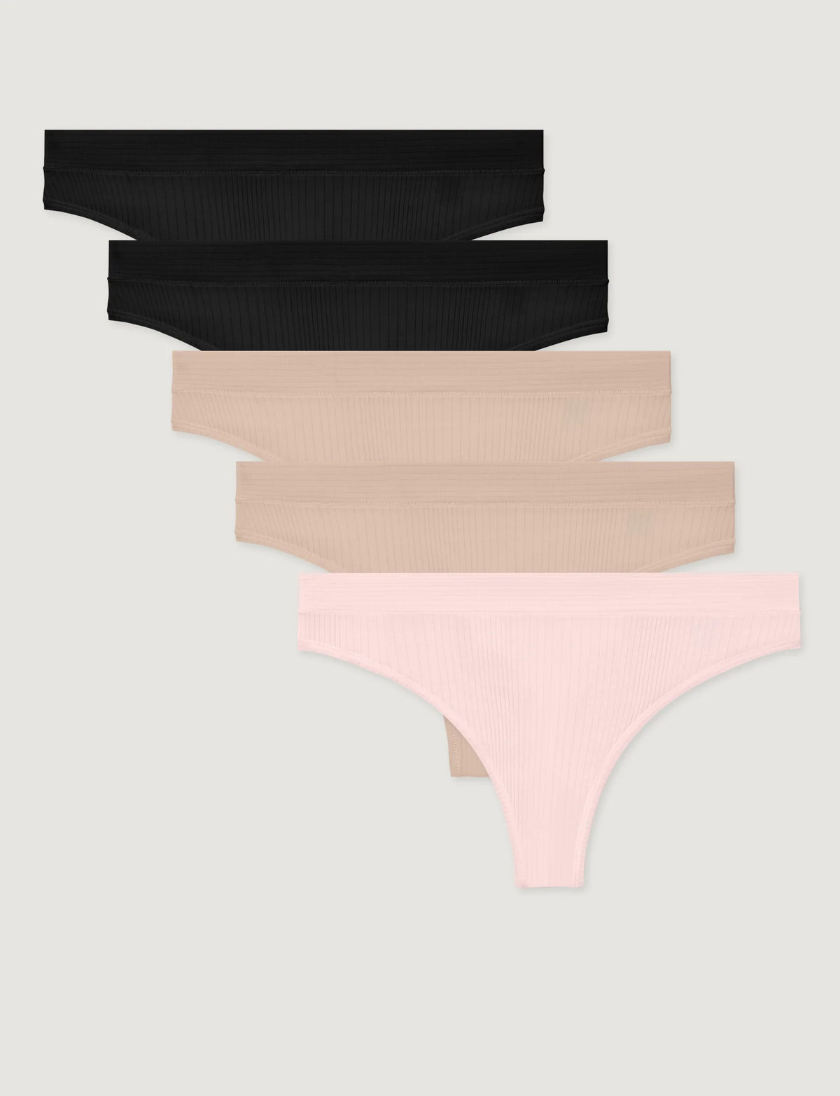 Women's Second Skin Luxe Rib Thong (5-Pack)