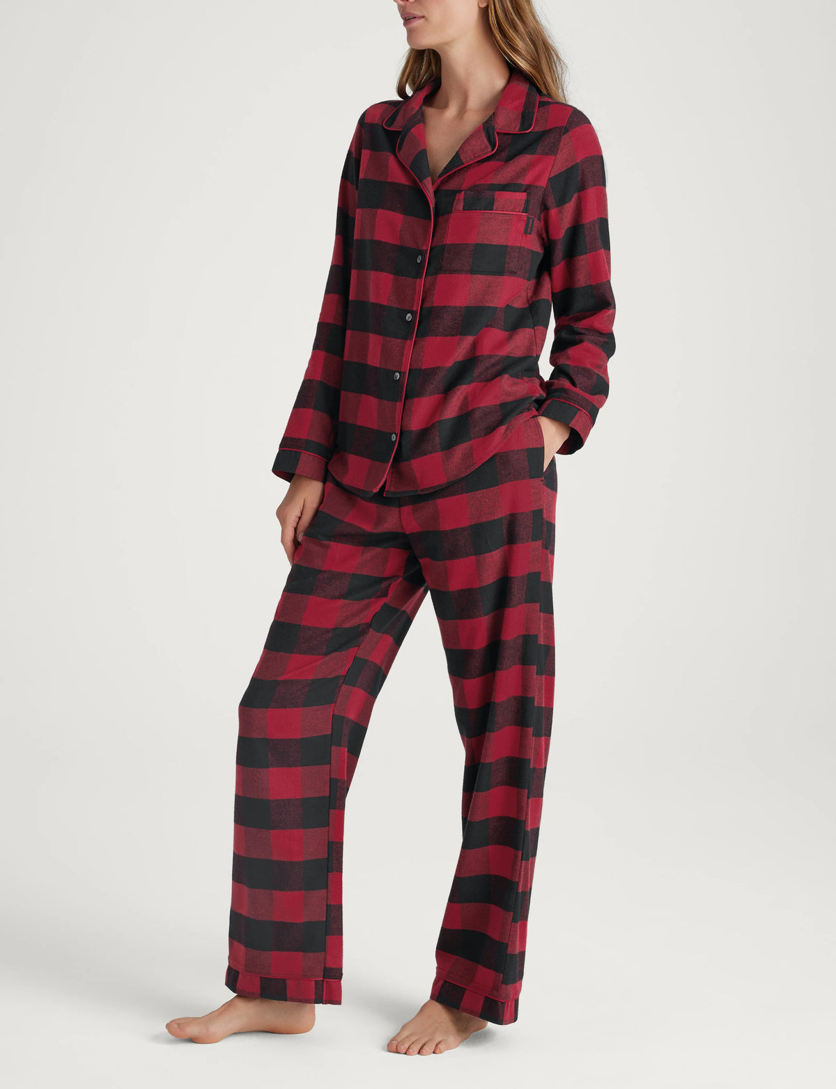 Women's All Day Flannel Long Sleeve Button Up Top & Pant Set